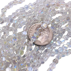 4mm Hexagon Glass Crystal Clear AB