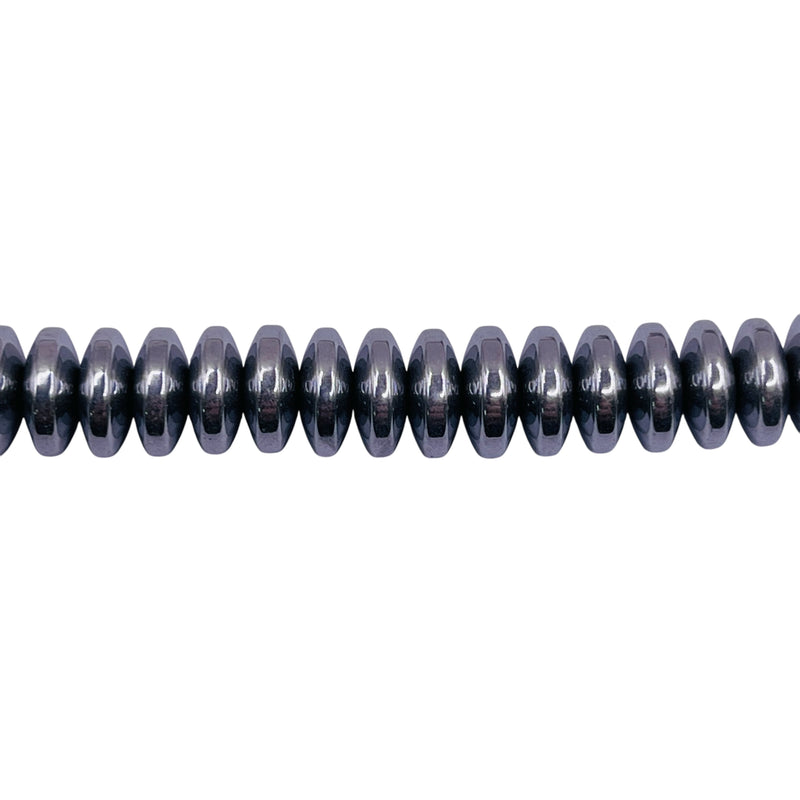 8mm Round Disc Hematite Rhodium
