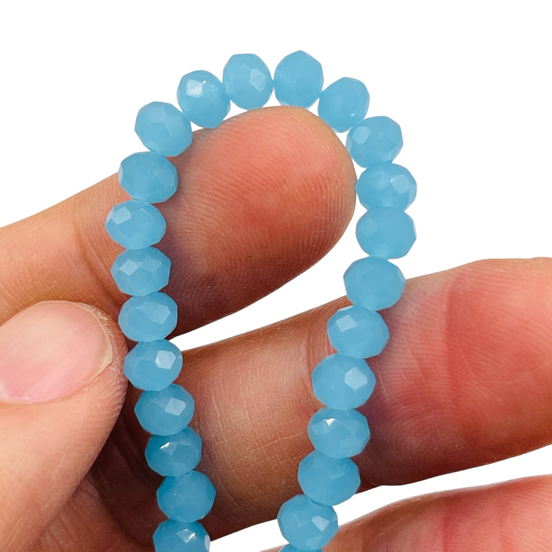 6mm Thunder Polish Glass Crystal Roundel Cut Blue Jade