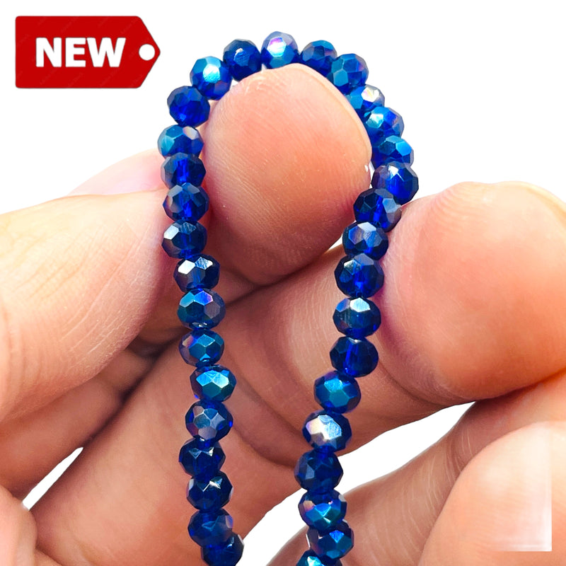 4mm Thunder Polish Glass Crystal Roundel Cut Dk. Sapphire BL