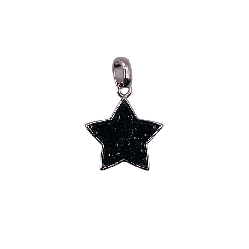 16mm Star Druzy Pendant Black