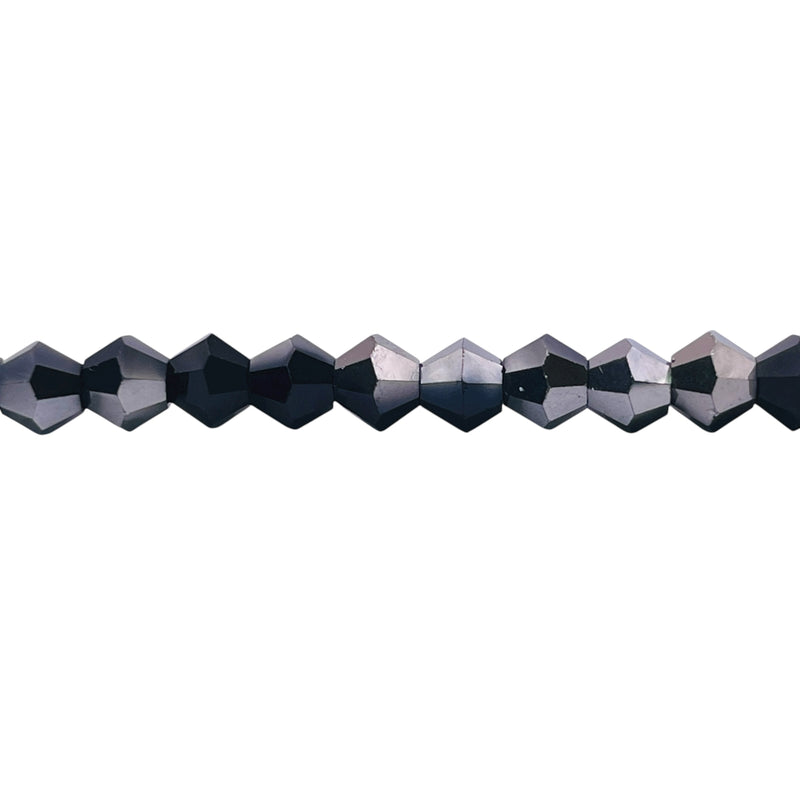 6mm Thunder Polish Glass Crystal Bicone Jet Half Silver