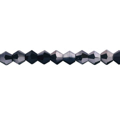 6mm Thunder Polish Glass Crystal Bicone Jet Half Silver