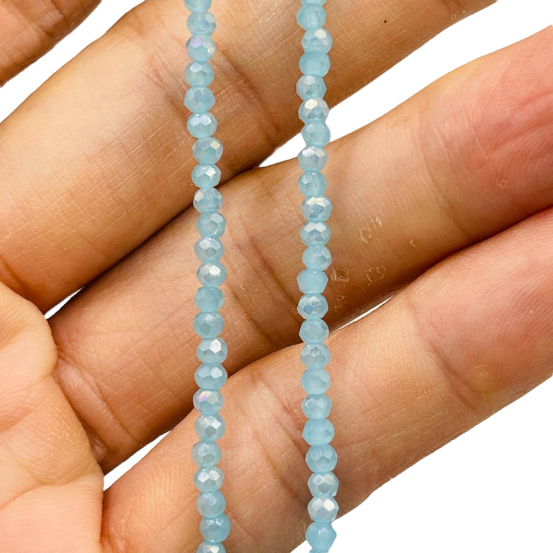 3mm Thunder Polish Glass Crystal Roundel Cut Blue Jade AB