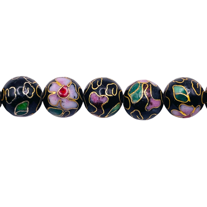 10mm Round Cloisonne Black