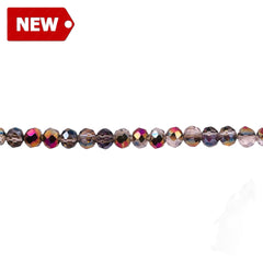 4mm Thunder Polish Glass Crystal Roundel Cut Black Diamond MP