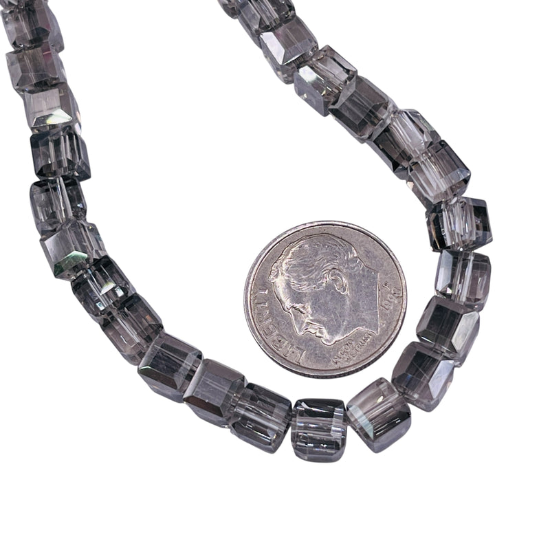 6mm Cube Glass Crystal Silver Gray