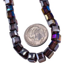 6mm Cube Glass Crystal Med. Amethyst