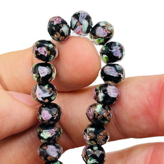 8x6mm Roundel Lampwork Black