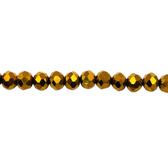 6mm Thunder Polish Glass Crystal Roundel Cut Gold
