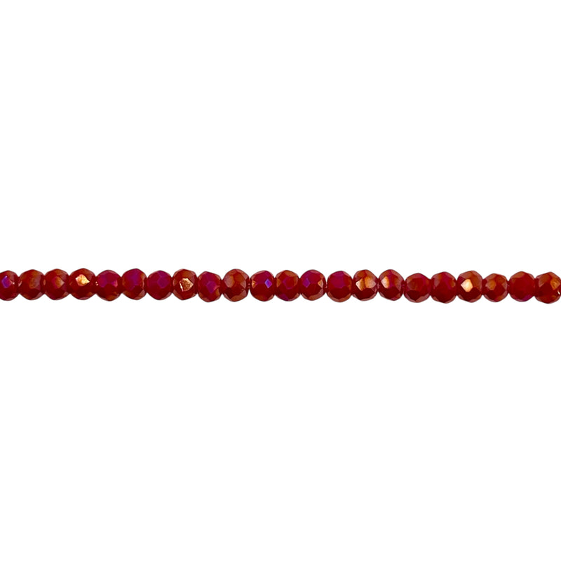 3mm Thunder Polish Glass Crystal Roundel Cut Lt Ruby Jade AB