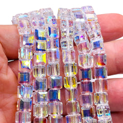 8mm Cube Glass Crystal Super AB