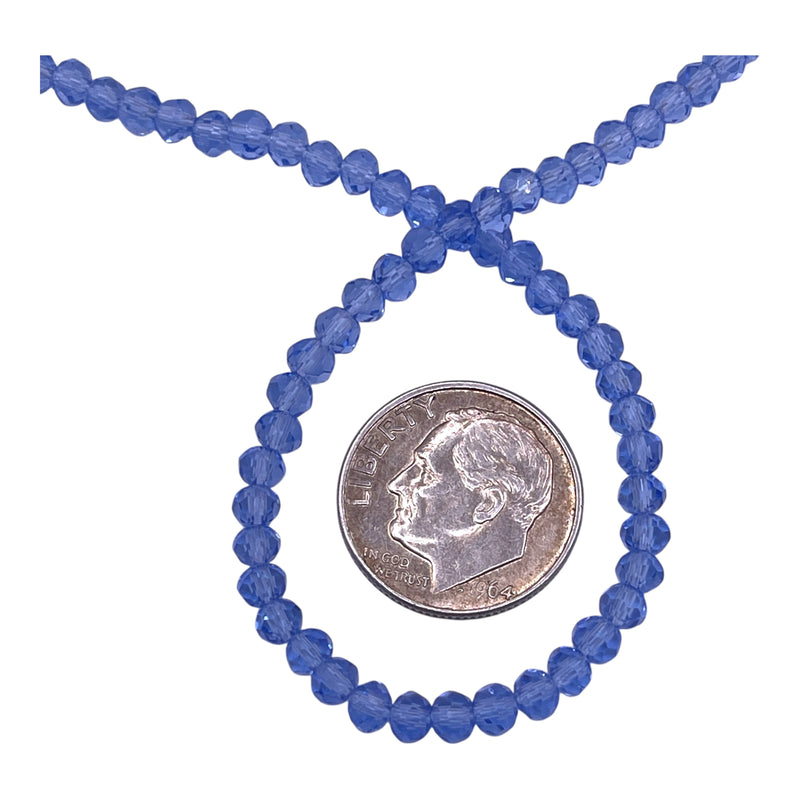 3mm Thunder Polish Glass Crystal Roundel Cut Lt Sapphire