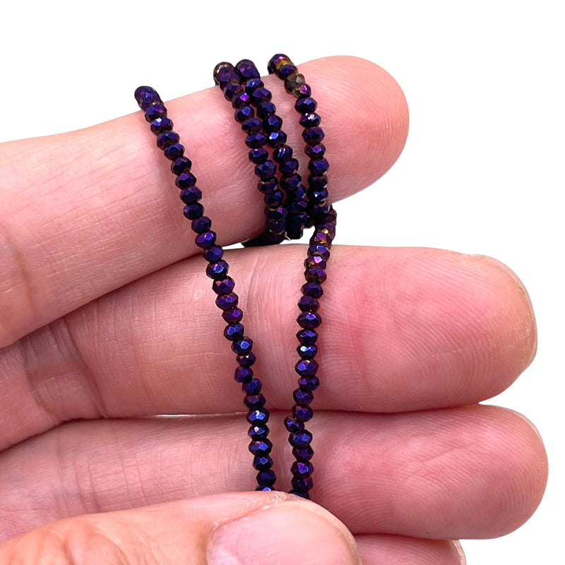 2mm Thunder Polish Glass Crystal Roundel Cut Purple Light