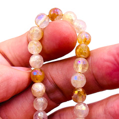 8mm Round Cut Yellow Hematoid Quartz Shine