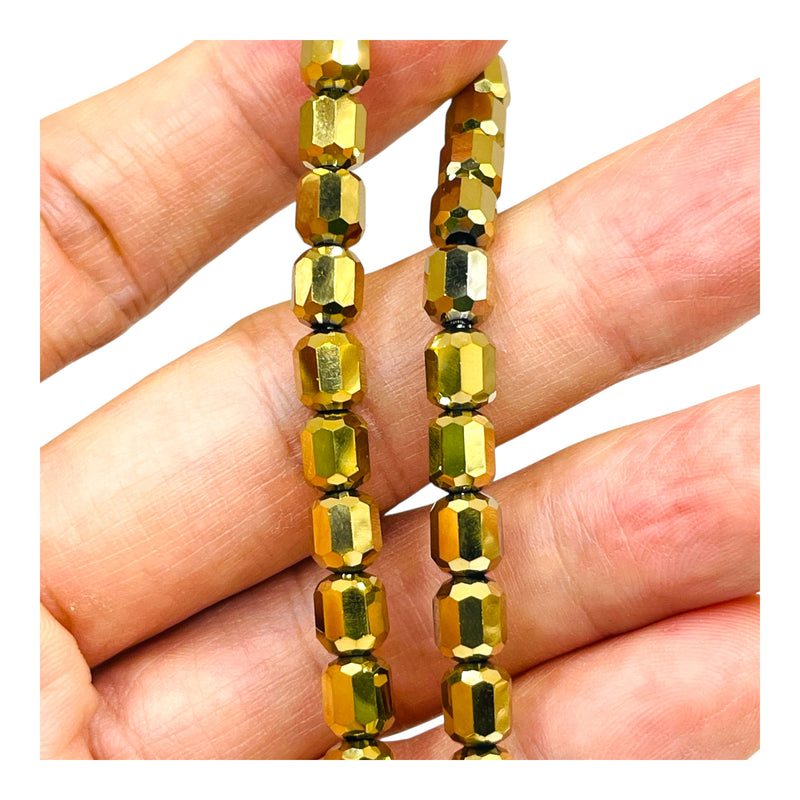 7x6mm Cylinder Cut Gold