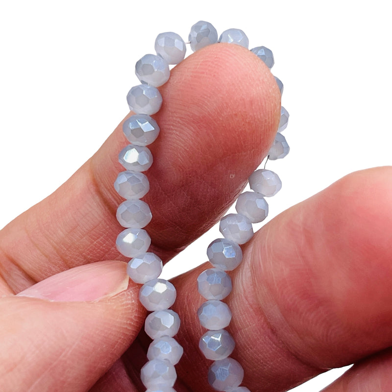 4mm Thunder Polish Glass Crystal Roundel Cut Gray Blue