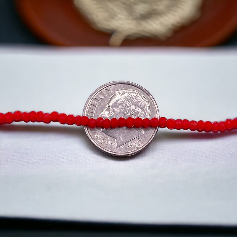 2mm Thunder Polish Glass Crystal Roundel Cut Red Jade