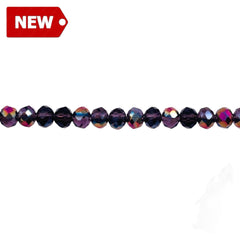 4mm Thunder Polish Glass Crystal Roundel Cut Amethyst MP
