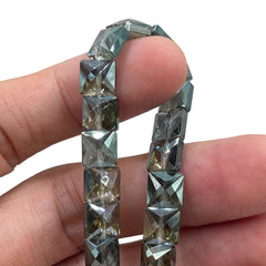 8mm Square Glass Crystal Magic Green