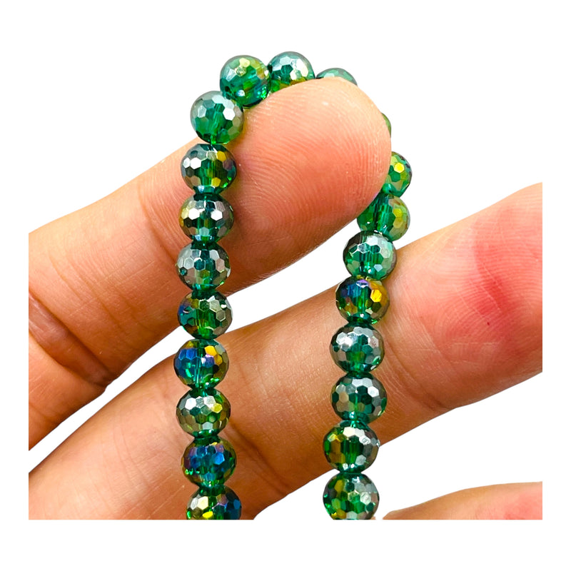 6mm Thunder Polish Round Disco Cut Green Zircon Super AB