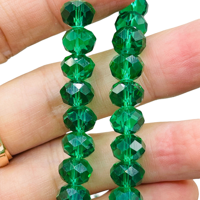 10mm Thunder Polish Glass Crystal Roundel Cut Green Zircon