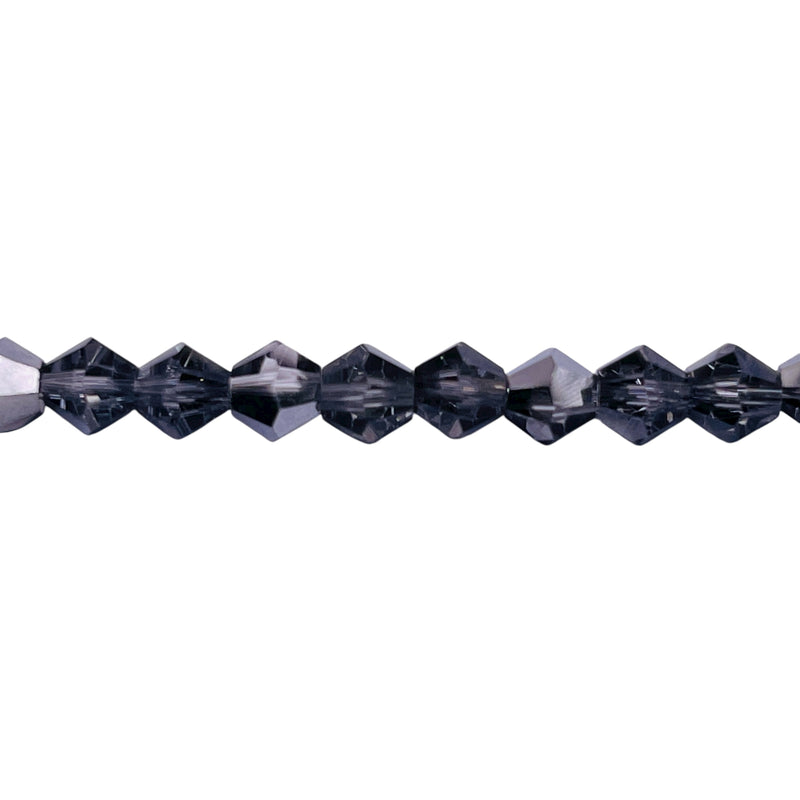 6mm Thunder Polish Glass Crystal Bicone Half Silver