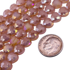 8mm Heart Glass Crystal Blue Beige