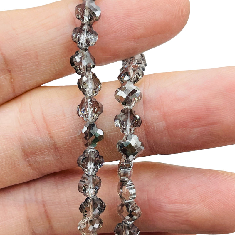 6mm Clover Glass Crystal Silver Gray