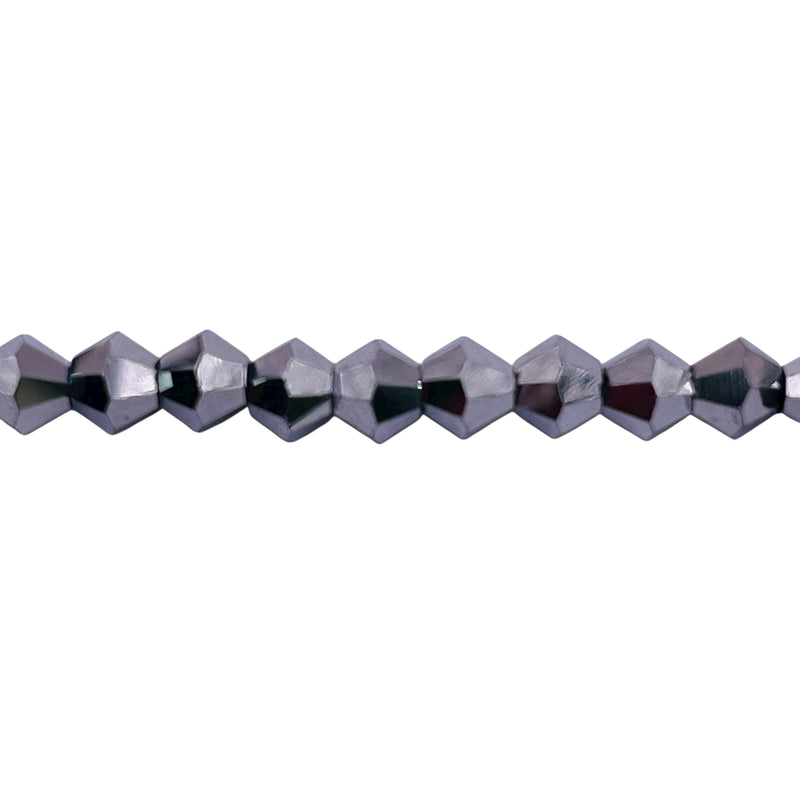 6mm Thunder Polish Glass Crystal Bicone White Gold