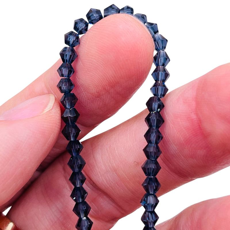 4mm Thunder Polish Glass Crystal Bicone Mexican Blue