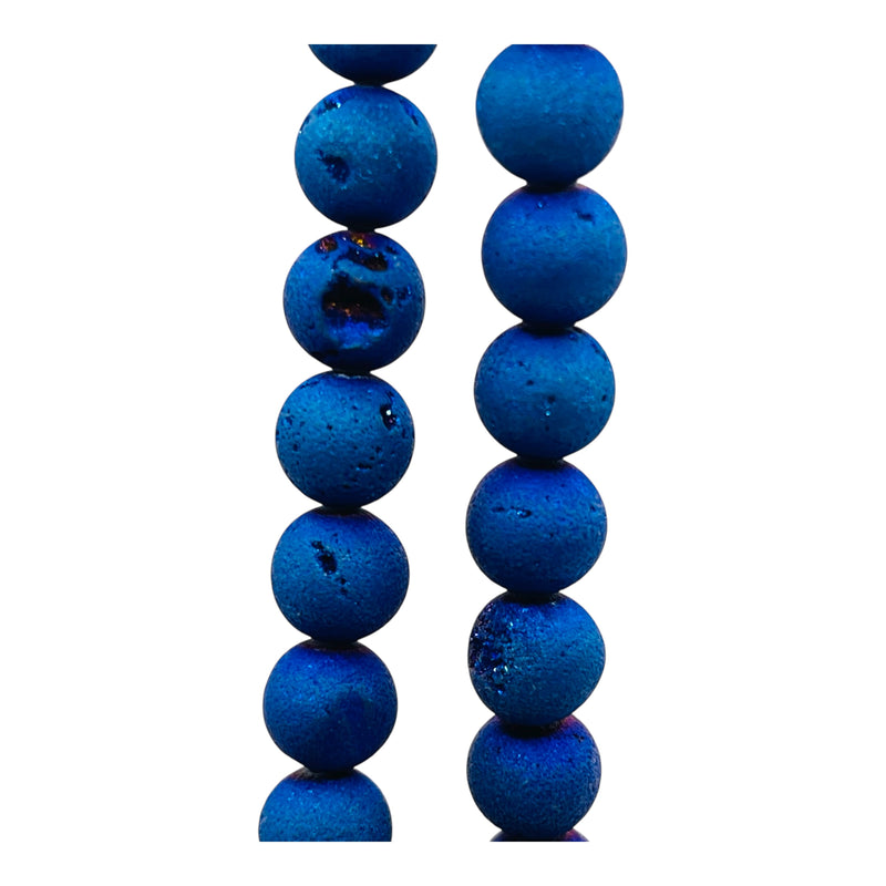 8mm Druzy Round Blue Light