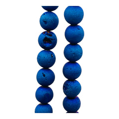 8mm Druzy Round Blue Light