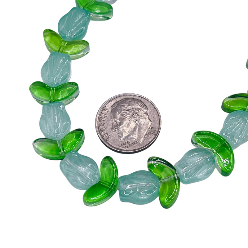 16x14mm Rose Glass Green