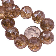 20mm Round Cut Glass Crystal Gold Champagne