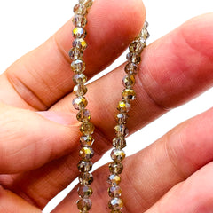 4mm Thunder Polish Glass Crystal Roundel Cut Black Diamond GA