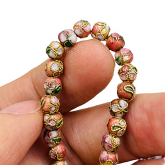 6mm Round Cloisonne Pink