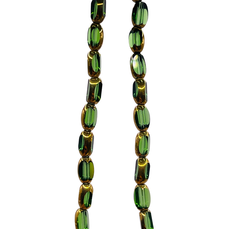 6x3mm Oval Glass Crystal Gold Edge Peridot