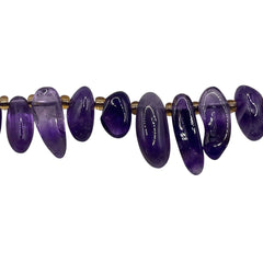 9-13mm Chips Amethyst side drilled