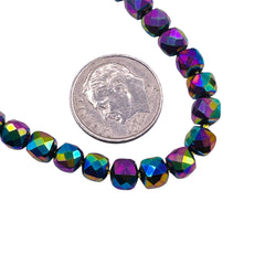 5x5mm Cube Hematite Rainbow