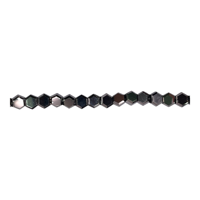 4mm Hexagon Glass Crystal White Gold