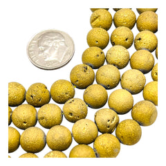 8mm Druzy Round Gold
