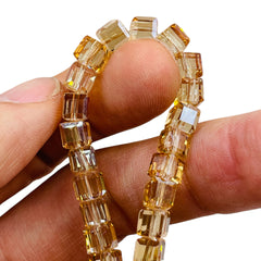6mm Cube Glass Crystal Gold Champagne