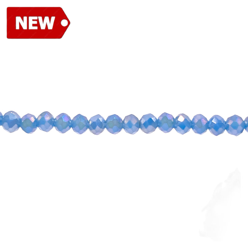 4mm Thunder Polish Glass Crystal Roundel Cut Lt. Sapphire Jade GA