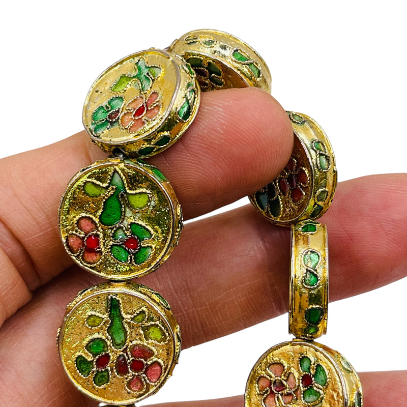 18mm Coin Cloisonne Gold