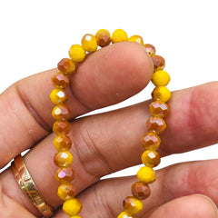 6mm Thunder Polish Glass Crystal Roundel Cut Banana Jade Magic Orange