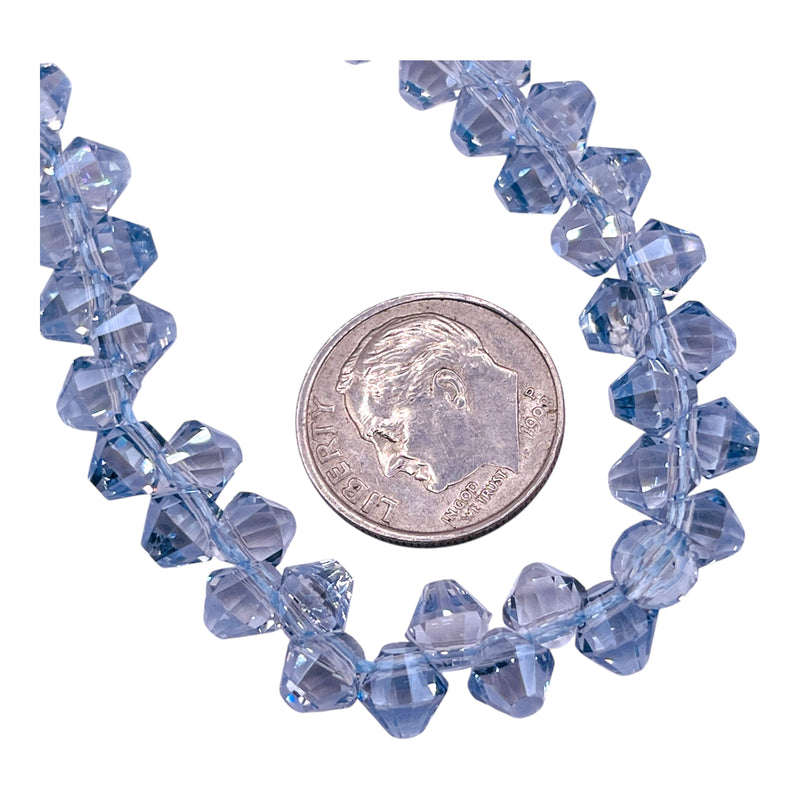6mm Thunder Polish Glass Crystal Bicone Top Drilled Gray Blue