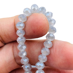 6mm Thunder Polish Glass Crystal Roundel Cut Grey Blue