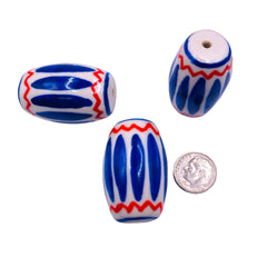 40x25mm Trade Bead Handmade and painted Porcelain