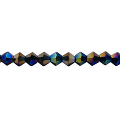 6mm Thunder Polish Glass Crystal Bicone Jet AB